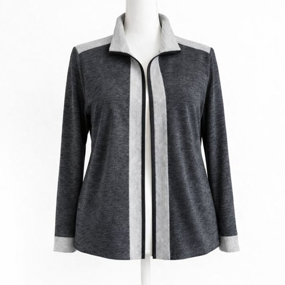 Misook Grey Knit Open-Front Cardigan Jacket – Size 3X